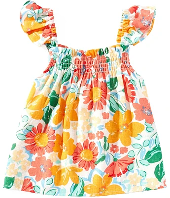 Copper Key Big Girls Floral Print Flutter Sleeve Top