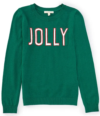 Copper Key Big Girls 7-16 Jolly Crew Neck Long Sleeve Graphic Sweater