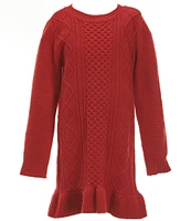 Copper Key Big Girls 7-16 Long Sleeve Cable Knit Ruffle Dress