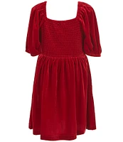 Copper Key Big Girls 7-16 Margo Velvet Puff Sleeve Dress