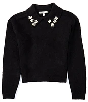 Copper Key Big Girls 7-16 Relaxed Pearl Collar Sweater