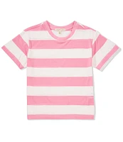 Copper Key Big Girls 7-16 Short Sleeve Big Stripe Relaxed Boxy T-Shirt
