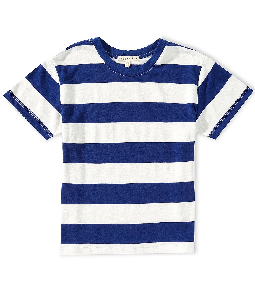 Copper Key Big Girls 7-16 Short Sleeve Big Stripe Relaxed Boxy T-Shirt