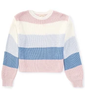 Copper Key Big Girls 7-16 Multi Stripe Shaker Long Sleeve Sweater