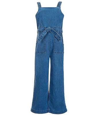 Copper Key Big Girls 7-16 Tie Waist Sleeveless Denim Jumpsuit