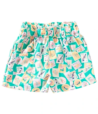 Copper Key Big Girls Travel Stamp Printed Paper Bag Shorts