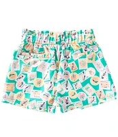 Copper Key Big Girls Travel Stamp Printed Paper Bag Shorts