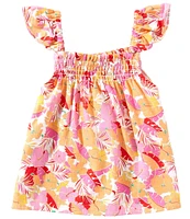 Copper Key Big Girls Tropical Floral Printed Flutter Sleeve Top