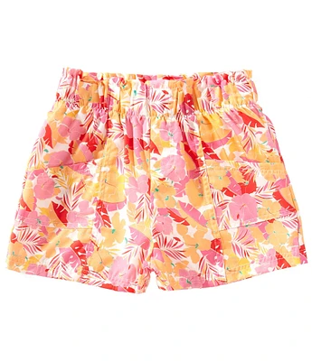 Copper Key Big Girls Tropical Floral Printed Paper Bag Shorts