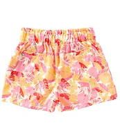 Copper Key Big Girls Tropical Floral Printed Paper Bag Shorts