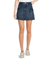 Copper Key Cargo Denim Mini Skirt