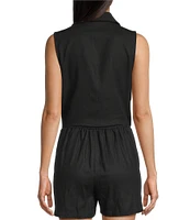 Copper Key Coordinating Linen Blend Tie Front Tank Top