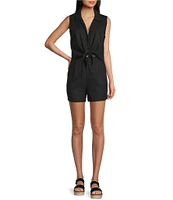 Copper Key Coordinating Linen Blend Tie Front Tank Top