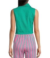 Copper Key Coordinating Linen Blend Tie Front Tank Top