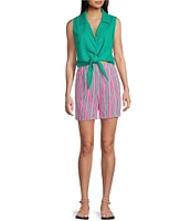 Copper Key Coordinating Linen Blend Tie Front Tank Top