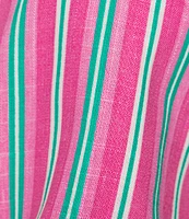 Copper Key Coordinating Stripe Printed Linen Blend Tie Front Tank Top