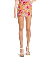 Copper Key Coordinating Tropical Floral Print Wrap Skort