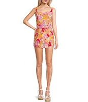 Copper Key Coordinating Tropical Floral Print Wrap Skort