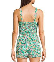 Copper Key Coordinating Woven Stamp Printed Tank Top