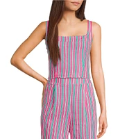 Copper Key Coordinating Woven Stripe Printed Tank Top