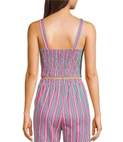 Copper Key Coordinating Woven Stripe Printed Tank Top