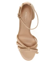 Copper Key Dainty Bow Leather Block Heel Sandals