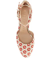 Copper Key Emirie Grosgrain Floral Ankle Strap Platform Pumps