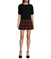 Copper Key Fleece Plaid Skirt