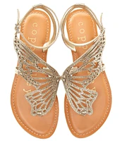 Copper Key Flutter Metallic Rhinestone Butterfly Thong Sandals