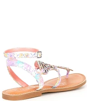 Copper Key Flutter Rainbow Rhinestone Embellished Butterfly Thong Sandals