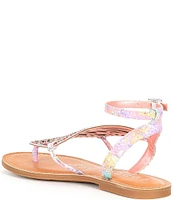 Copper Key Flutter Rainbow Rhinestone Embellished Butterfly Thong Sandals