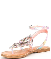 Copper Key Flutter Rainbow Rhinestone Embellished Butterfly Thong Sandals