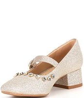 Copper Key Girls' Cece Embellished Heart Detail Sparkle Mary Janes (Youth)