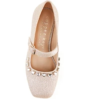 Copper Key Girls' Cece Embellished Heart Detail Sparkle Mary Janes (Youth)