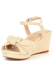 Copper Key Girls' Charlotte Raffia Wedge Bow Sandals (Youth)