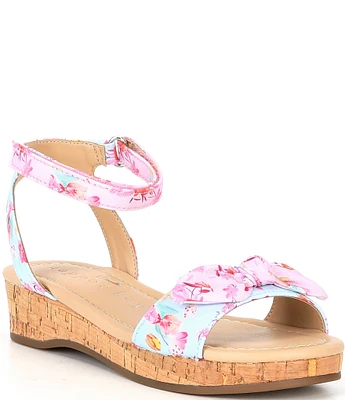 Copper Key Girls' Dearisst Floral Bow Cork Platform Sandal (Youth)