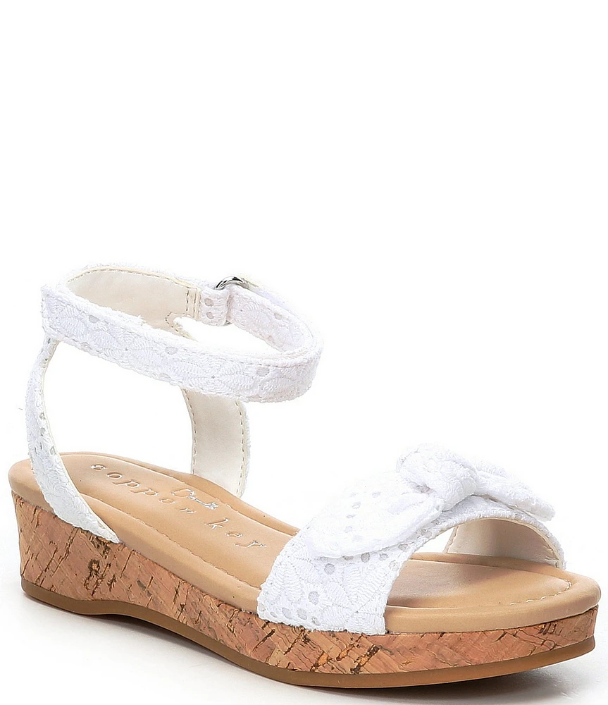 Copper Key Girls' Dearisst Eyelet Bow Platform Wedges (Toddler)