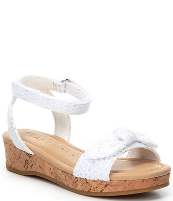 Copper Key Girls' Dearisst Eyelet Bow Platform Wedges (Toddler)