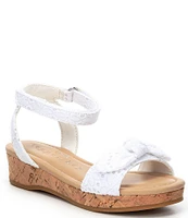 Copper Key Girls' Dearisst Eyelet Bow Platform Wedge Sandals (Youth)