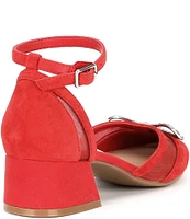 Copper Key Girls' Poppy Suede Rhinestone Bow Dress Heels (Youth)