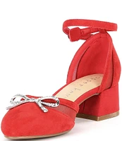 Copper Key Girls' Poppy Suede Rhinestone Bow Dress Heels (Youth)