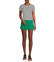 Copper Key Knit Front Slit Mini Skort