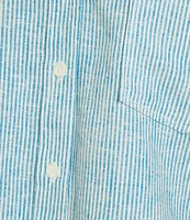 Copper Key Linen Stripe Coordinating Crop Camp Shirt