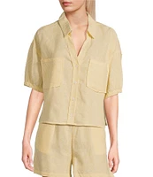 Copper Key Linen Stripe Coordinating Crop Camp Shirt