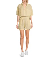 Copper Key Linen Stripe Coordinating Crop Camp Shirt