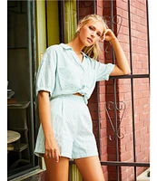Copper Key Linen Stripe Coordinating Crop Camp Shirt