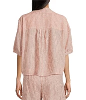 Copper Key Linen Stripe Coordinating Crop Camp Shirt