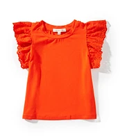 Copper Key Little Girls Eyelet Flutter Sleeve Top