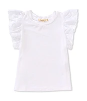 Copper Key Little Girls Eyelet Flutter Sleeve Top