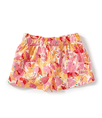 Copper Key Little Girls Floral Leaf Printed Paper Bag Shorts